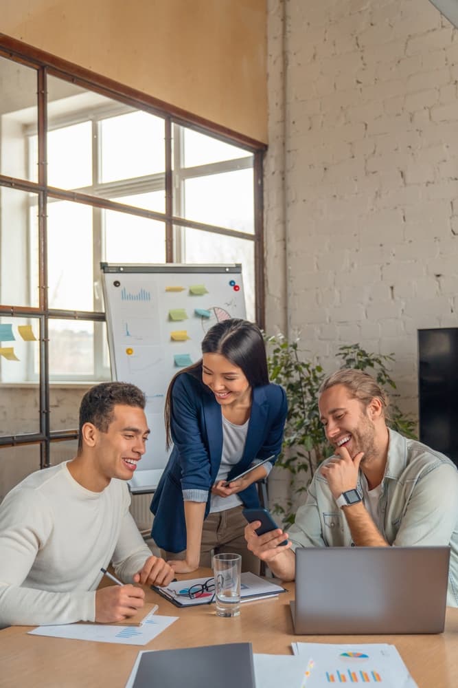 Multi-racial business people in discussion